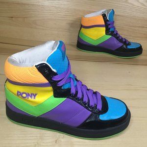 2009 PONY high top women’s sneaker purple blue size 8 RARE